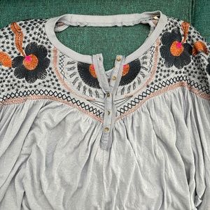 Free People bat wing embroidered crop